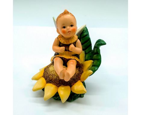 Rare Exclusive Edition Hummel Figurine #365; Matte porcelain, hand painted. Young girl dressed as a bumblebee sitting on a su