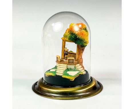 Porcelain bandstand and musician on metal base under glass dome (4pc). Hummel impressed mark. Goebel sticker. Artist: Olszews