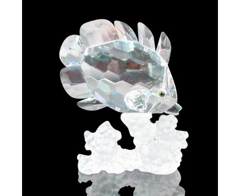 Clear colorless crystal. This item has its original box: 5"L x 5"W x 4.25"H. Certificate of Authenticity included. Dimensions