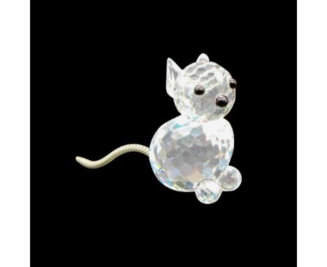 Clear, faceted body with metal tail, black button nose and eyes. Swarovski backstamp. 7659 031 000. Artist: Max SchreckIssued