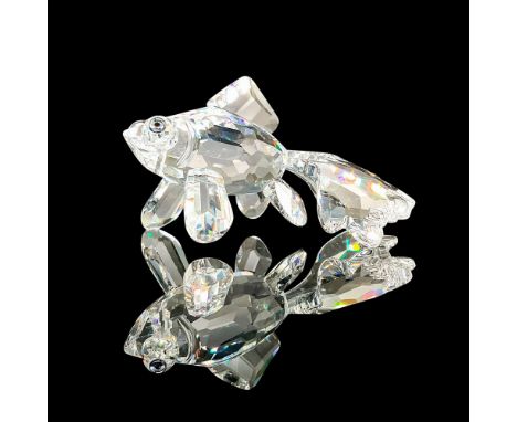 Adorable faceted crystal figurine modeled as a telescope fish or goldfish. Flowing fins and blue eyes. Swarovski acid marks. 