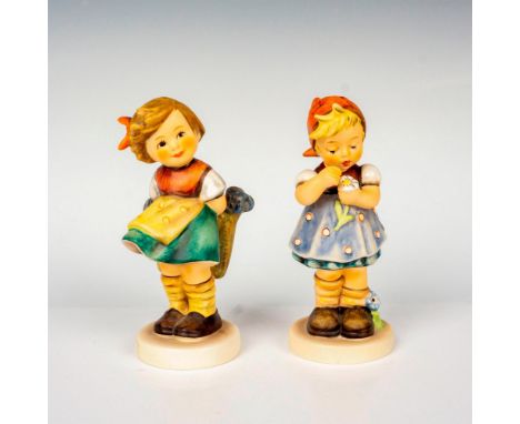 Hand painted in matte finish. M. I. Hummel impressed backstamp. Goebel backstamp. Bashful figurine measures: 2"W x 5"H. Daisi