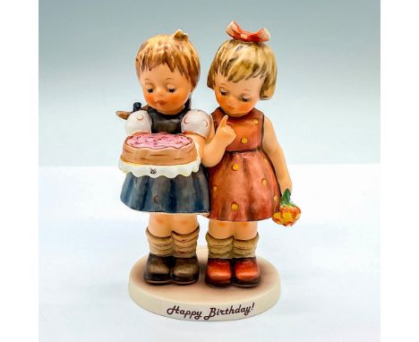 Limited edition hand painted group figure of two girls celebrating a birthday. Goebel Hummel backstamp. Issued: c. 2000-2008D