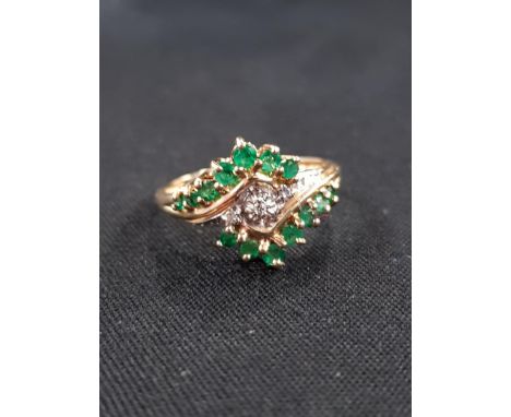 9 CARAT GOLD EMERALD AND DIAMOND RING 