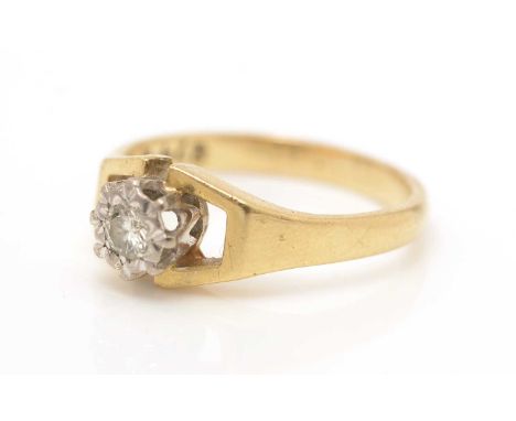 A single stone diamond ring, the brilliant cut diamond weighing approximately 0.10 carat, in illusion setting, the yellow met