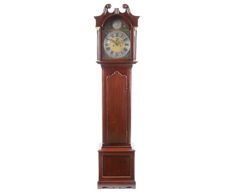 R. Crawford of Glasgow: a mahogany longcase clock, the arched brass dial with silvered roman chapter ring, with outer arabic 