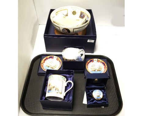 A collection of Royal Worcester 'Nelson' porcelain, including: a Bicentenary Collection 'Trafalgar' bowl, limited edition No.