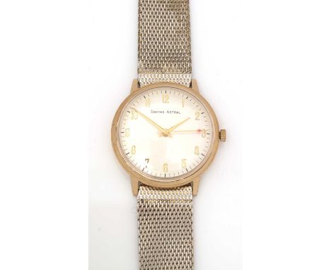 A Smiths Astral 9ct yellow gold cased wristwatch, the arabic dial with central seconds hand fitted a 17-jewel manual wind mov