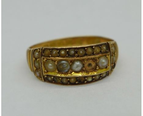 A Victorian 15ct gold ring, Chester 1885, a/f, 2.4g, K