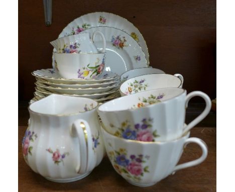 A Royal Worcester Roanoke tea set; twenty-three pieces, lacking sugar bowl but with an Abbeydale sugar bowl