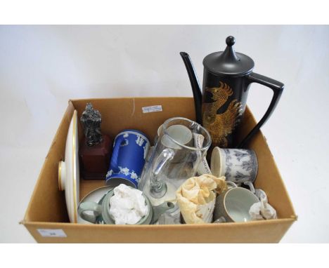 ONE BOX MIXED ITEMS TO INCLUDE A PORTMEIRION TEA POT