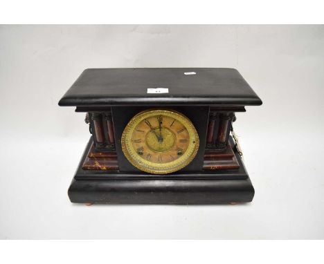 MANTEL CLOCK IN EBONISED CASE