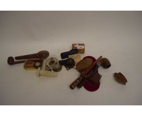 TOBACCO PIPES, COPPER SNUFF BOX ETC