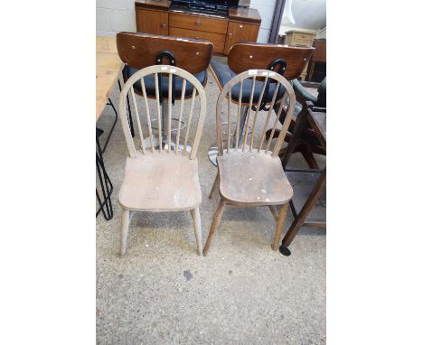 PAIR OF STICK BACK ELM SEATED KITCHEN CHAIRS