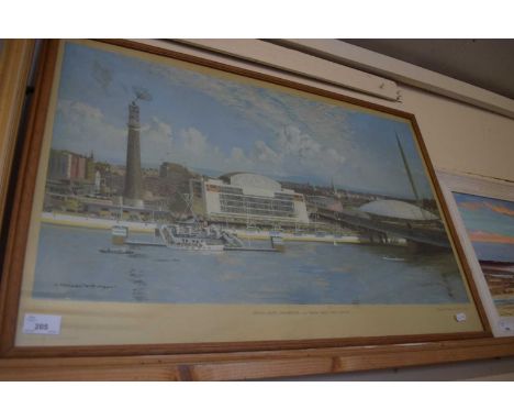 NORMAN WILKINSON, SOUTH BANK EXHIBITION 1951 FROM THE SHELL-MEX HOUSE, COLOURED PRINT, F/G
