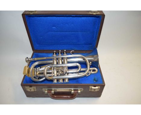 BOOSEY &amp; HAWKES REGENT SILVER PLATED TRUMPET WITH CASE