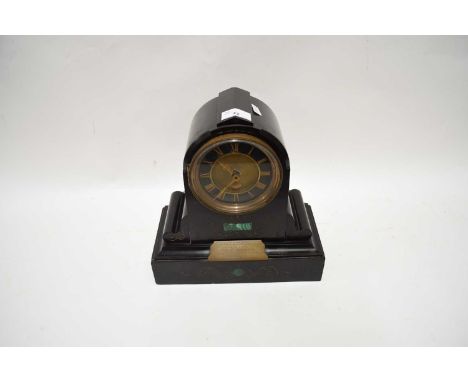 BLACK SLATE CASED MANTEL CLOCK