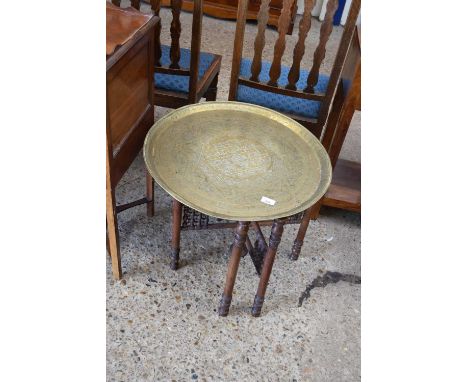 BRASS BENARES TRAY TOP TABLE, 59CM WIDE