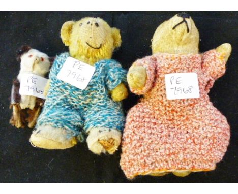 Three vintage miniature teddy bears