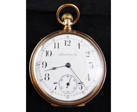 Gold plated open faced crown wind pocket watch by Thornton Watch Co.