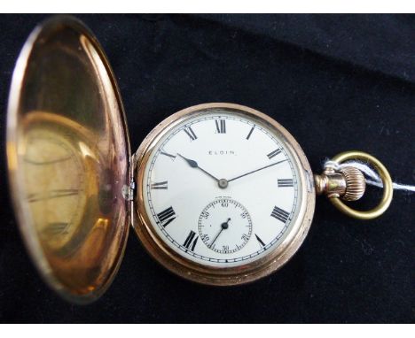 Elgin rolled gold full hunter pocket watch serial number 25209303