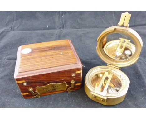 Cased nautical compass Thos J Evans, London