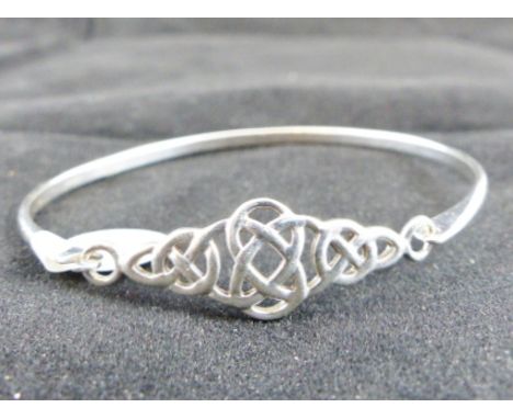 Sterling silver solid Celtic bangle by Kit Heath