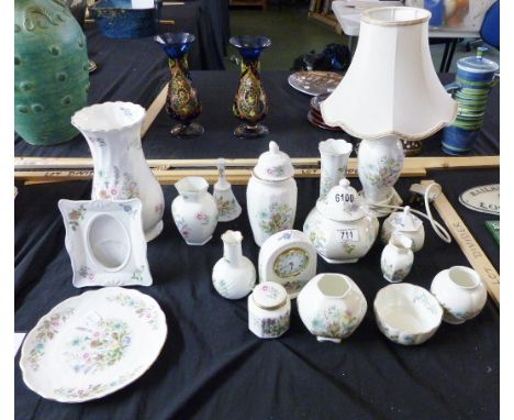 Aynsley Wild Tudor design large vase, large lamp etc. 17 piece