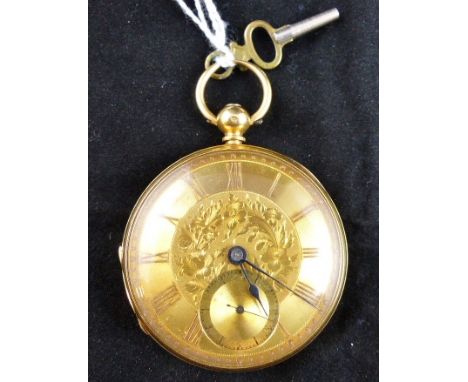 Good 18 ct gold pocket watch with 18 ct dust cover. Movement signed Thomas Pritchard Runcorn No. 1538. Gross weight 88.5g. Wo