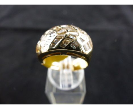 14ct gold 1.5ct diamond baguette ring. RRP £2700. Size M