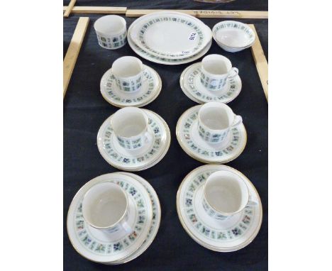 Twenty four piece Royal Doulton english translucent china teaset ~ tapestry design