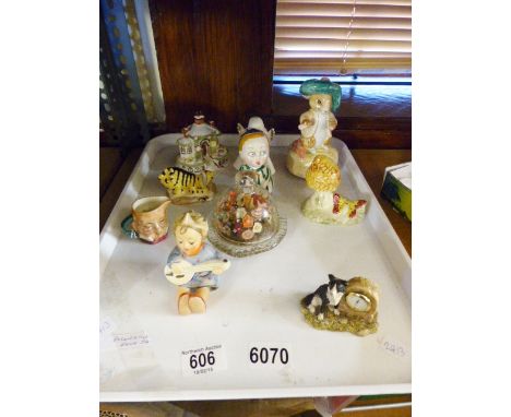 Tray of ceramics including Goebel and Royal Doulton