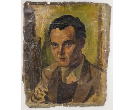 Manner of Stanley SPENCER Portrait of a Gentleman  Oil on canvas mounted on card Framed Picture size 50 x 40cm Overall size 6