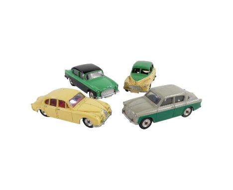 Dinky Toys, No. 159 Morris Oxford Saloon - two-tone cream and mid-green, with ridged hubs, smooth tyres and silver trim, No. 