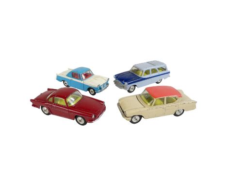 Corgi Toys, a 222 Renault Floride - red body, lemon interior, silver trim and spun hubs, a Ford Consul Classic (Ford Consul 3