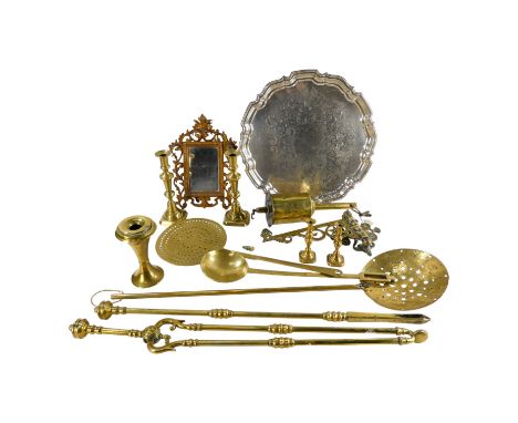A 19th century brass bottle-jack - stamped with Salter trademark, height 33cm, complete with hinged bracket, together with a 