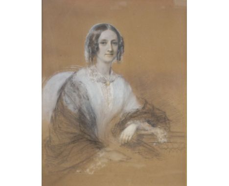 19th Century British School Portrait Of An Elegant Woman Pastel on brown paper  Framed and glazed Picture size 44 x 34cm Over