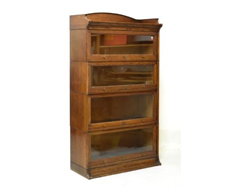 Globe Wernicke type Lebus bookcase in four sections fitted up-and-over doors, 88cm wide  