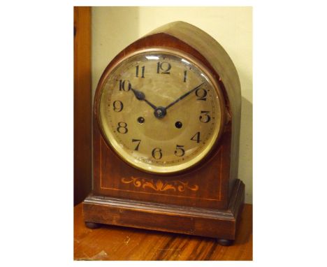 Early 20th Century mahogany cased striking and chiming mantel clock, 31cm high  