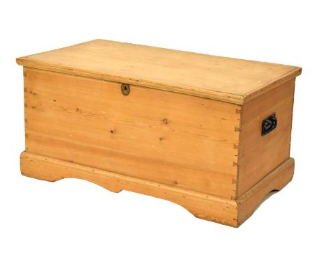 Vintage pine trunk or bedding chest with internal candle box, 94.5cm wide  