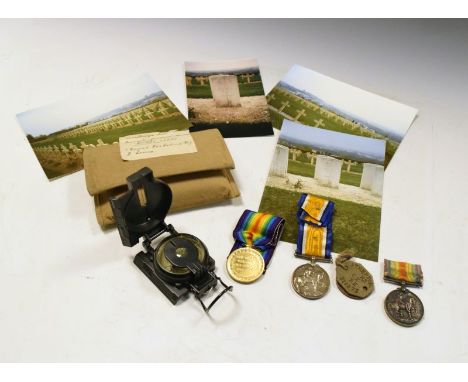 Medals - World War I medal group comprising Victory Medal and War Medal awarded to 4450 Pte.H.S.Atherton. Of the Somerset Lig