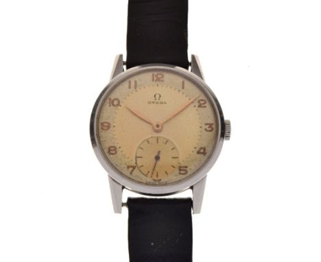 Omega - Gentleman's vintage stainless steel-cased wristwatch, model 2495, champagne dial with silvered Arabic chapter ring an