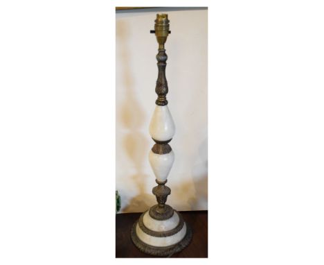 Late 20th Century alabaster and metal mounted table lamp, 57cm overall  