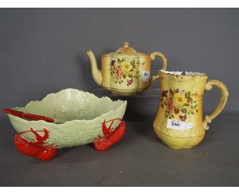 Carlton Ware - A vintage Carlton Ware 'Lobster' salad bowl and servers and two further pieces of Carlton Ware, Rd No. 9332308