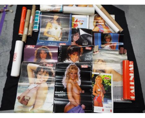 Approximately 25 vintage Page 3 calendars, 1970's and later.