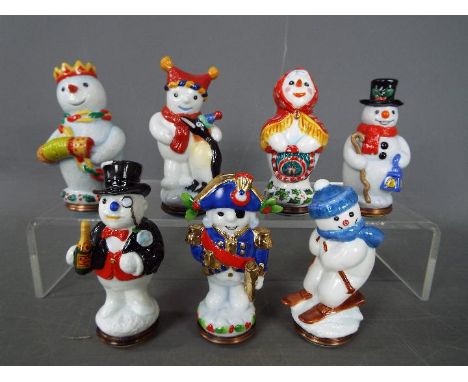 Halcyon Days - Seven Halcyon Days enamel bonbonnieres each in the form of a snowman.