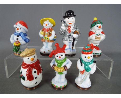 Halcyon Days - Seven Halcyon Days enamel bonbonnieres each in the form of a snowman.