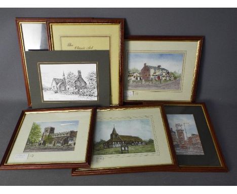 John Platts - four watercolours by John Platts depicting various UK scenes, mounted and framed under glass, various image siz