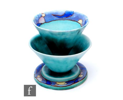 Clarice Cliff - Inspiration Moon &amp; Comets - A shape 380 double conical bowl circa 1930, with stepped circular base rising