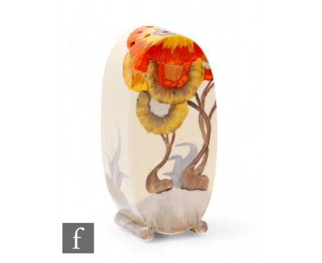 Clarice Cliff - Rhodanthe - A Bon Jour shape sugar sifter in the Rhodanthe pattern circa 1934, hand painted with a stylised t